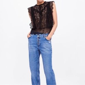 Zara Black Lace Sleeveless Top